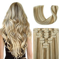 Clip in Hair Extensions Real Human Hair 22Inch 8pcs 110g Seamless Balayage Blonde Hair Extensions Clip Ins Double Weft Light Blonde Highlight Golden Blonde Invisible Straight Remy Human Hair for Women
