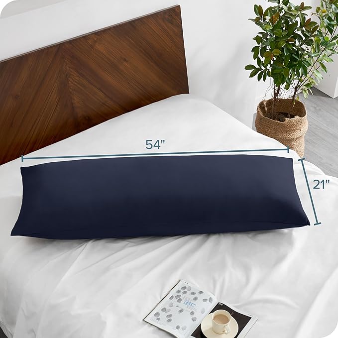 Bare Home Microfiber Body Pillow Cover - Ultra Soft - Cooling Pillowcase - Double Brushed - Pillowcase with Zipper Closure - Easy Care (20''x54'' Body Pillow Cover, Midnight Blue)