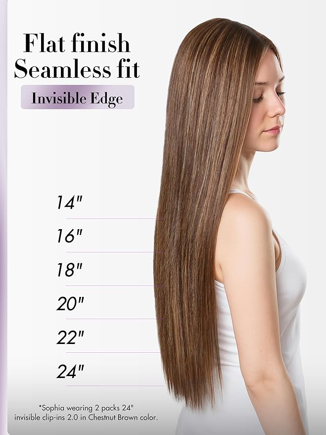 LUVME Invisible Clip in Hair Extensions Real Human Hair, 26 inch 110g 6Pcs, Natural Brown Highlights Human Hair Extensions Clip ins for Women, Natural Seamless Straight Human Hair