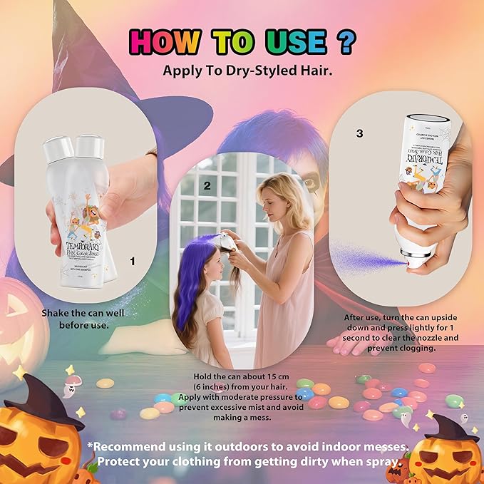 Purple Temporary Hair Color Spray for Kids, Instant Colored Hair Dye Alternative for Girls Boys Teens Women Men, Disposable Washable, Quick Styling for Party Cosplay Christmas Halloween, 150ml
