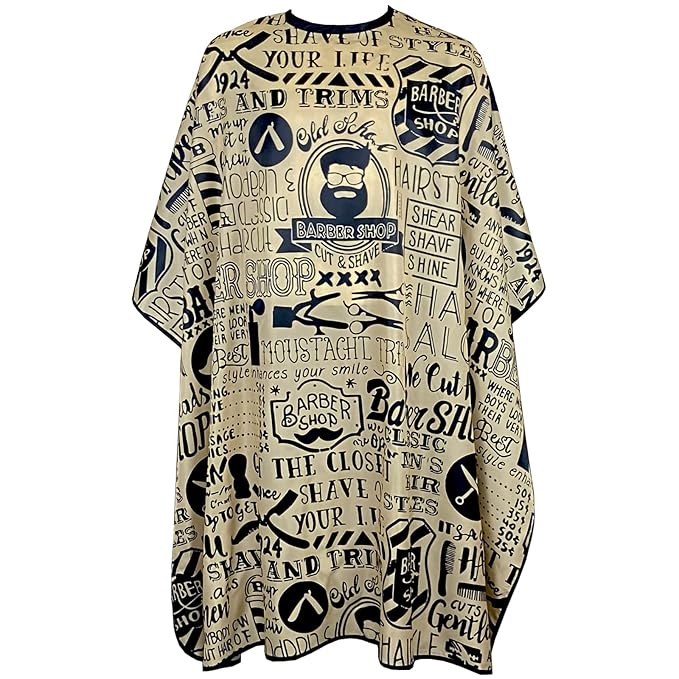 Barber Capes for Men, Hair Cutting Cape with Metal Snap Closure, 100% Polyester Salon Cape, Waterproof & Light Weight & Machine Washable- 63”× 56”, Retro Style