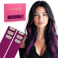 WENNALIFE Violet Clip in Hair Extensions Real Human Hair 35g 6pcs 14 Inch Colored Hair Extensions for Kids Women Colorful Hair Pieces Pop-up Style Straight Extensiones De Cabello Humano Con Clip
