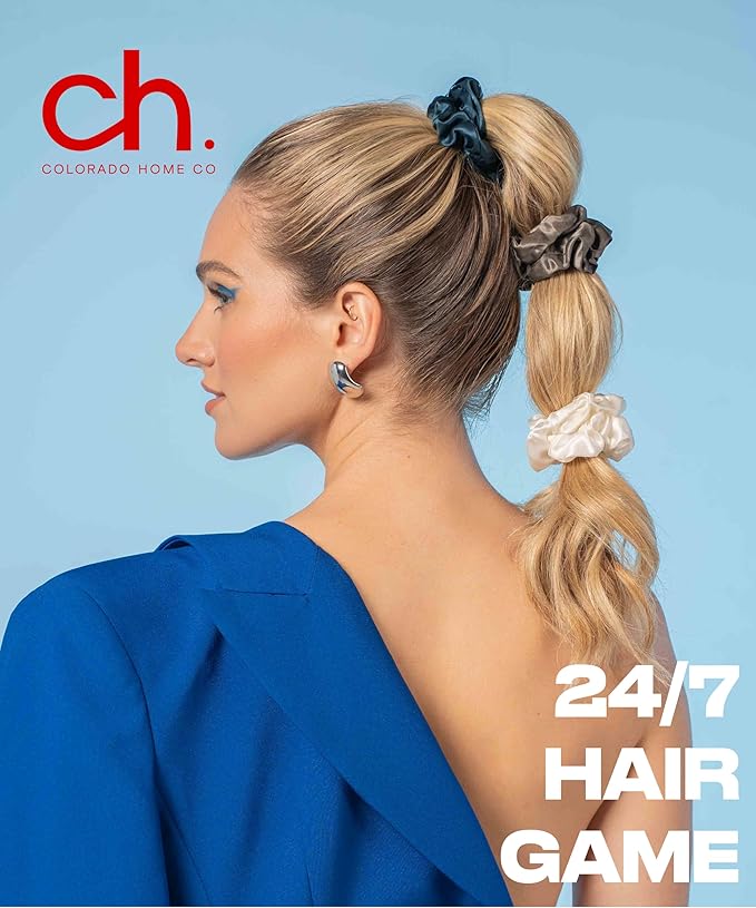 SUNDAYSILKS™ Luxurious Mulberry Silk Scrunchies for Women & Girls | No-Slip, Silky Hair Ties for Natural, Curly, Thin or Thick Hair | Gentle Hold for Ponytails & Sleep | Mini to Large Sizes [3 Pack]