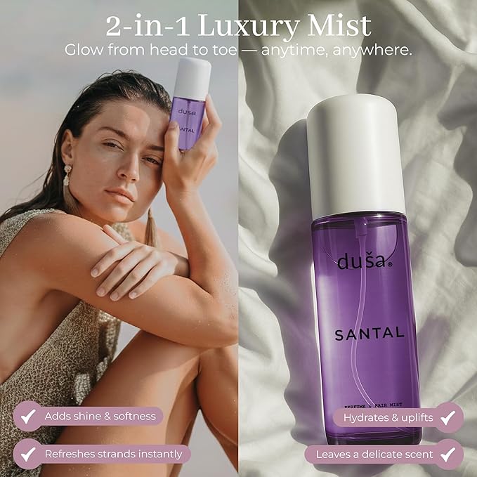 DUSA Santal Hair Perfume & Body Mist for Women – Long Lasting Body and Hair Mist, Vacation Spray & Perfume para el Cabello de Mujer with Nourishing Oil, 100 ml