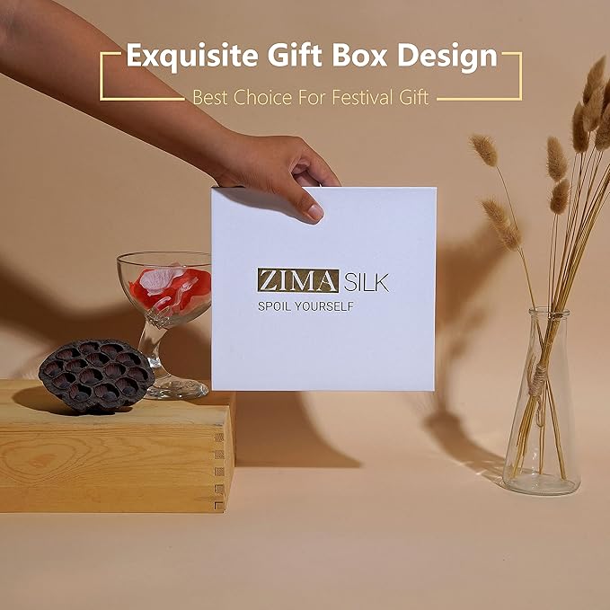 ZIMASILK 22 Momme Silk Pillowcase for Hair and Skin - 100% Pure Mulberry Silk with Hidden Zipper, Grade 6A Luxury Pillow Case for Women, Soft & Durable, Gift Box (King 20"x36" Navy Blue)