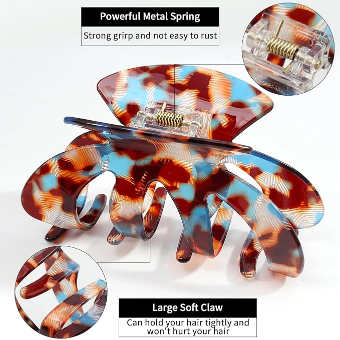 Jayongnee Clips for Women - Octopus Claw Clip - Hair Clips for Long and Thick Hair, Non-Slip Big Claw Strong Hold Hair Unbreakable 3 PCS