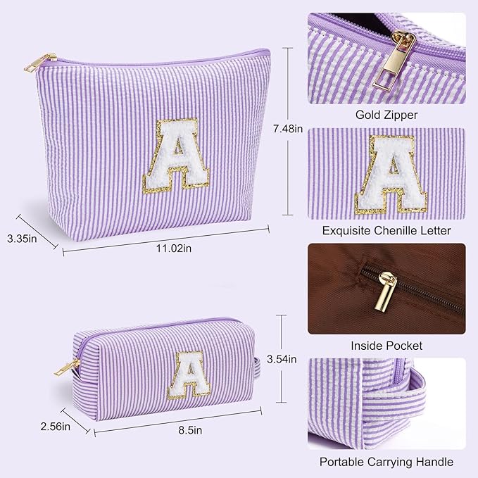 YOOLIFE Preppy Stuff Cute Cosmetic Bag Travel Bag - Large Makeup Bag Make Up Bag Cosmetic Bag Personalized Daughter Sister Gifts for Women Her Bridesmaid Gift Preppy Makeup Bag Tween Girls Gifts T