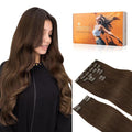 DOORES Human Hair Extensions, Chocolate Brown 150g 9pcs 22 Inch, Remy Hair Extensions, Natural Hair Clip ins, Straight Thick