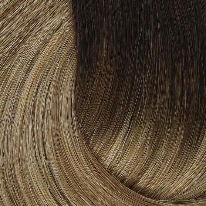 Full Shine Real Hair Clip in Extensions 20 Inch Clip in Hair Extensions Balayage Black Ombre to Blonde Mix Brown Remy Soft Hair Lace Weft Long Straight Hair 3 PCS 60 Grams
