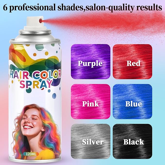 2 Pack hair spray temporary for Girls Women,Washable Hair Dye Spray Non-Sticky Halloween Cosplay Party Crazy Hair Day Hair Coloring Wax (Blue&Pink)