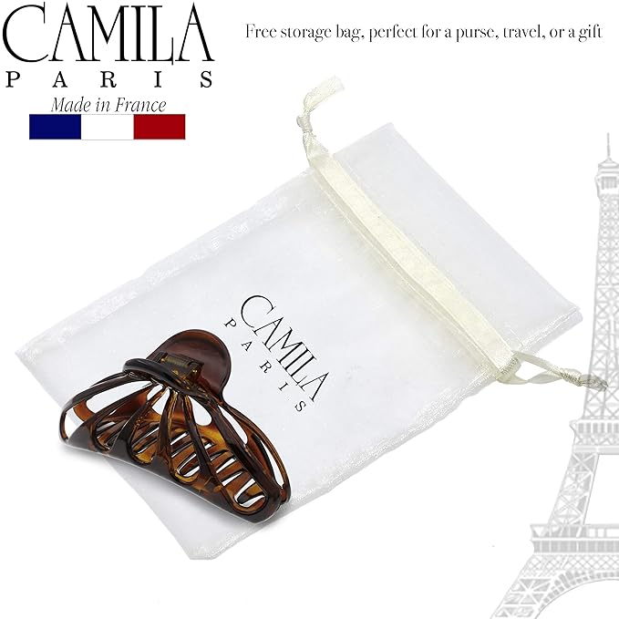 Camila Paris NV109 2PK French Hair Clip for Women Thick Hair for Long Curly Wavy Hair, Girls Hair Claw Clips Fashion Styling Hair Accessories for Women, Strong Hold Grip, Made in France