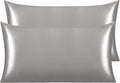 NTBAY 2 Pack Satin King Pillowcases for Hair and Skin, Luxurious and Silky Pillow Cases with Envelope Closure, 20x40 Inches, Grey