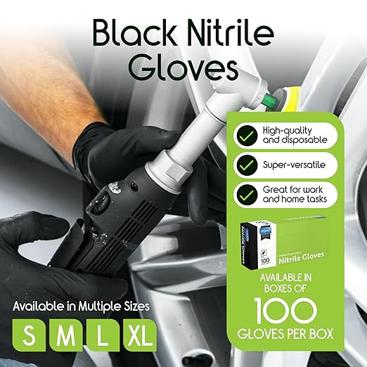 Inspire Black Nitrile Disposable Gloves | 4.5 Nitrile Safety Medical Cooking Cleaning Disposable Black Gloves