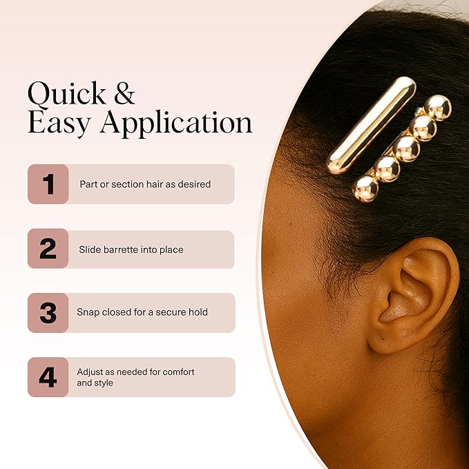Kitsch Gold Hair Barrettes For Women - Stylish, Durable & Elegant Metal Hair Clips for Everyday or Special Occasions - Cloud & Bubble Design | Ideal Gifts for Women 2pc Set