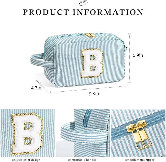 YOOLIFE Teacher Appreciation Gifts - Personalized Monogram Initial Makeup Bags for Women