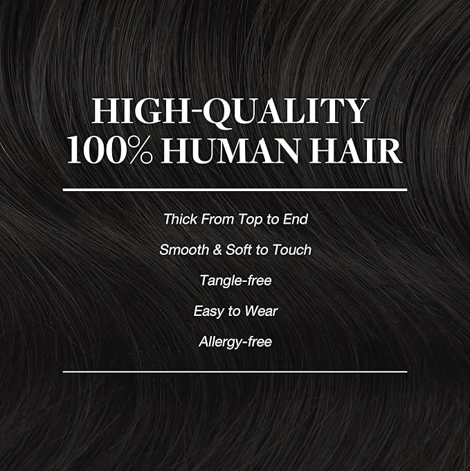 GOO GOO Clip in Hair Extensions Real Human Hair, Remy Human Hair Extensions Clip ins for Women, Natural Human Hair, 20inch 200g 7Pcs, #1B Natural Black
