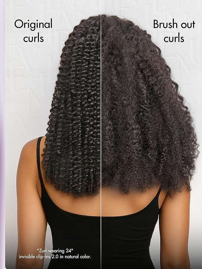 LUVME Invisible Clip ins Hair Extensions Deep Kinky Curly Real Human Hair Remy Hair Clip ins for Women, Natural Human Hair,24 inch 2 Pack 220g 12Pcs, Natural Black