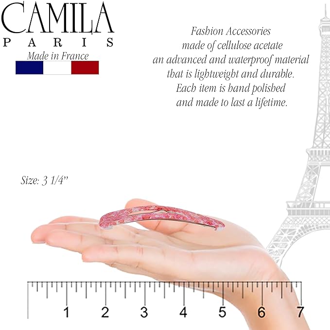 Camila Paris CP2932 French Hair Barrettes Clips, Snap Hair Slides Clic Clac for Women, Styling Girls Side Slide-in Metal Snap Pin Hair Accessories for Women. Strong Hold, No Slip Grip, Made in France