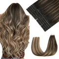 Pinkpearl Invisible Tape in Hair Extensions Human Hair, 20pcs 20inch 55g #2/6/18 Balayage Dark Brown to Chestnut Brown and Ash Blonde Injection Tape in Extensions Real Remy Human Hair Injected