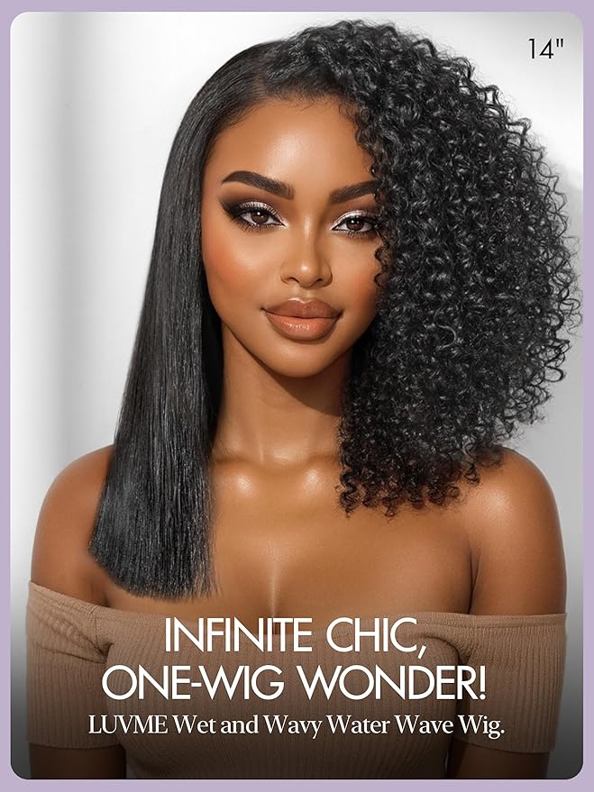 LUVME HAIR Wet and Wavy 5x5 Closure Water Wave Short Curly Bob Glueless Wigs Human Hair Pre Plucked Pre Cut Lace Side Part 100% Human Hair Wig 14 Inches