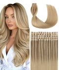 SURNEL Injected Invisiable Tape in Hair Extensions 18 Inch Golden Brown to Caramel Blonde Real Hair Extension Seamless Invisible Tape in Extensions 20Pcs 40g(#102727,18)