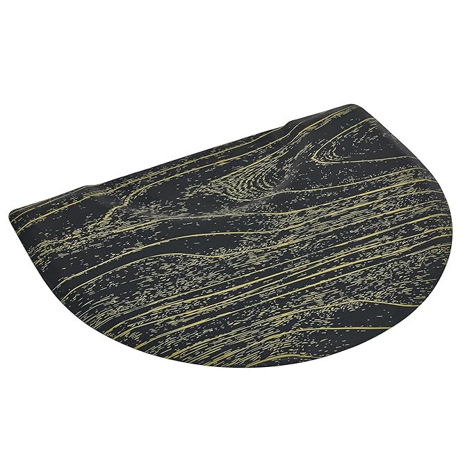 BarberPub 3'x4' Barber Mat for Hair Stylist Salon Chair Anti-Fatigue Floor Mat Circle 1" Thick 0025 (Black& Gold, 3' x 4'x 1”)