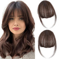 Clip in Bangs 100% Real Human Hair, Wispy Bangs Hair Clip, Fake Bang Fringe with Temples Hairpieces for Women Daily Wear (Medium Brown, Wispy Bangs)