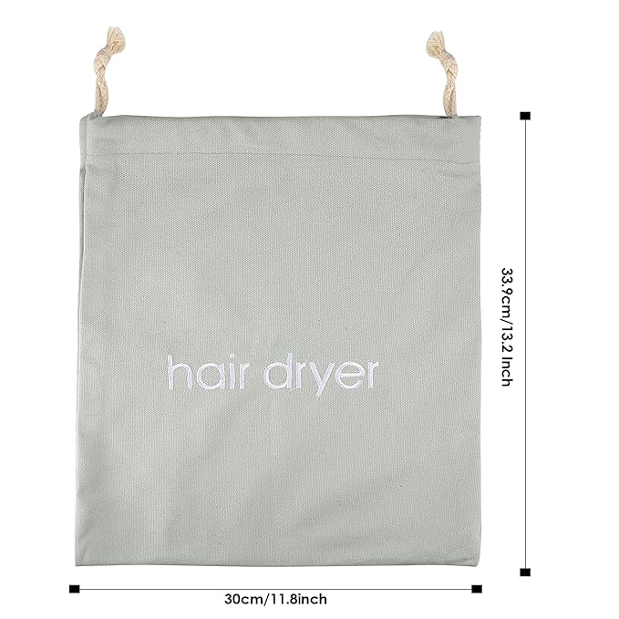 Hair Dryer Bags Drawstring Bag Container Hairdryer Bag for travel bathroom (Light Grey)