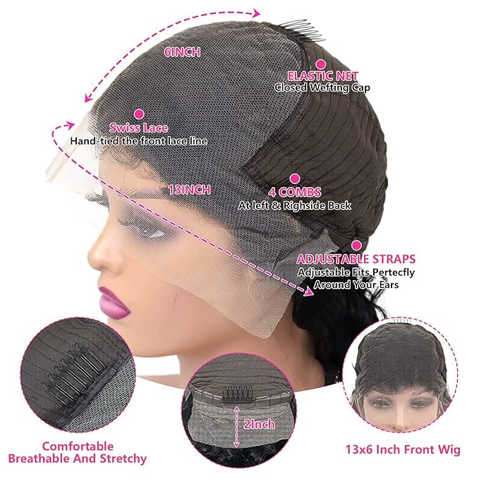 13x6 Straight Lace Front Wigs Human Hair 200 Density HD Transparent Lace Frontal Human Hair Wigs for Women Glueless Wig Pre Plucked 28 Inch