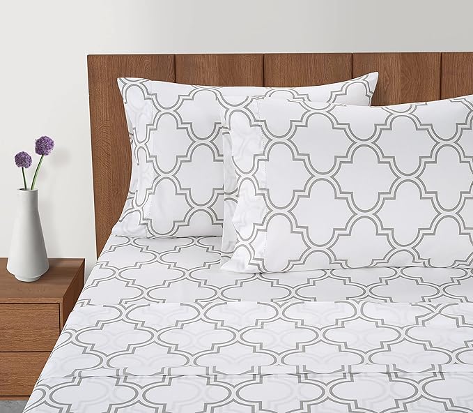 LANE LINEN 100% Organic Cotton King Size Pillow Cases Set of 2 (20"x36") - Pillow Cases King Size, Organic Cotton Pillowcases, King Size Pillow Case Set, King Pillow Cases Set of 2 - Trellis Silver