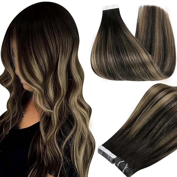 Full Shine Tape Hair Extensions Real Human Hair Color 1B/27/1B Tape in Extensions Human Hair 20Inch Long Straight Extension 100G 40Pcs Soft Silky Brazilian Natural for Women