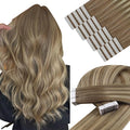 YoungSee Human Hair Tape in Extensions Balayage Tape in Hair Extensions Human Hair Light Brown Ombre Blonde Tapes ins Hair Extension Silky Straight 20 Inch Seamless Tapein Hair Extension 20pcs 50g