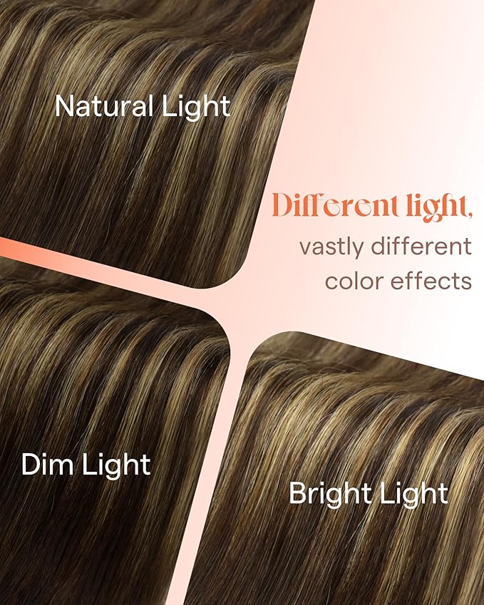 Sunny Hair Tape in Hair Extensions Real Human Hair Invisible Remy Hair Extensions Tape ins for Women Dark Brown Ombre Caramel Blonde Balayage 22 inch 25G