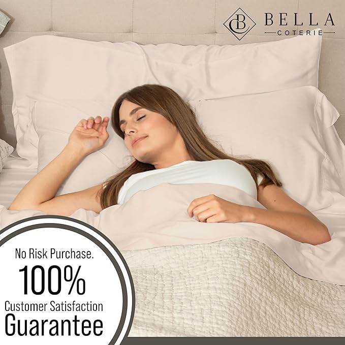 Bella Coterie | Luxury Bamboo Viscose King Size Pillowcase Set | 100% Organically Grown | Ultra Soft | Cooling | 2 Pcs [Champagne]