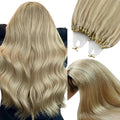 YoungSee Microlink Hair Extensions Human Hair Blonde Micro Beads Hair Extensions Ash Blonde Highlight Bead Hair Extension Real Human Hair 16 Inch Invisible Cold Fusion Hair Extension 50g 50s
