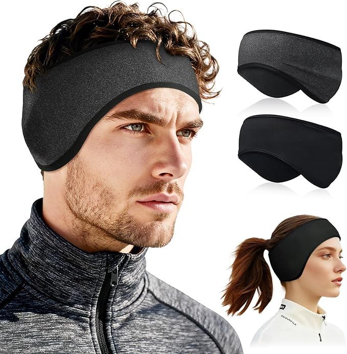 beister Ear Warmers for Women and Men, Fleece Winter Running Headbands with Ear Muffs, Windproof Thermal for Outdoor Sports