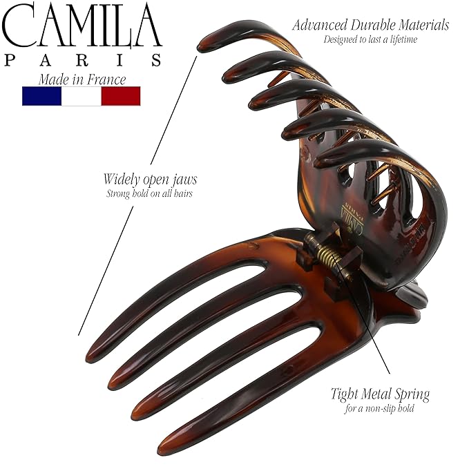 Camila Paris MP422 French Hair Clip for Women, Hair Side Clips, 2.5 Inch Girls Hair Claw Clips Jaw Fashion Durable Styling Hair Accessories for Women, Strong Hold No Slip Grip, Made in France