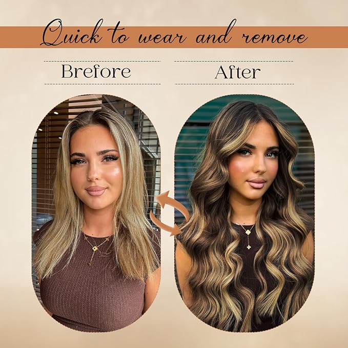 Clip in Hair Extensions Real Human Hair 22inch 8pcs 110g Seamless Balayage Dark Brown Hair Extensions Clip Ins Double Weft Dark Brown Highlight Chestnut Brown Invisible Straight Remy Human Hair