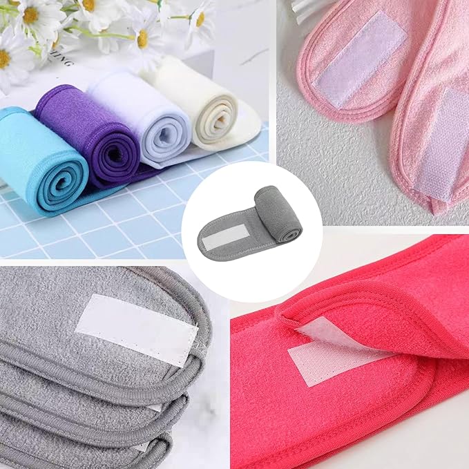 4 Pack Adjustable Makeup Headbands – Non-Slip Spa & Facial Hair Wrap, Washable Headband for Shower, Yoga, Gym, Salon & Home Use (Fits All),HZFD-BA