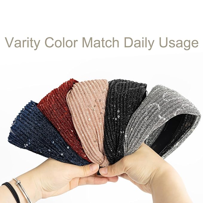 DORIS&JACKY Fashion 2.5 Inch Wide Lace Headbands Elastic Hairbands With Teeth Headwear Accessories For Women And Girls (Pattern 6-5PCS)