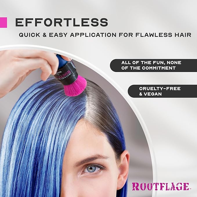 Rootflage Fun Temporary Hair Color- Works on Dark Hair (03 Blue Monday) Washes Out in 1 Shampoo