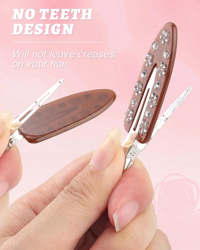 HAIMEIKANG 6 PCs Acrylic Creaseless Hair Clips for Women - No Crease No Bend Hair Clip Makeup Bangs Clips for Women and Girls Flat Hair Clips for Hair Styling