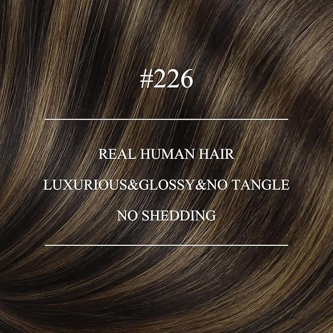 YoungSee 20in Nano Bead Hair Extensions Human Hair Brown Nano Ring Hair Extensions Balayage Nano-Link Hair Extension Dark Brown Mix Medium Browns Highlight Nanoring Extension for Wedding 50s 50g