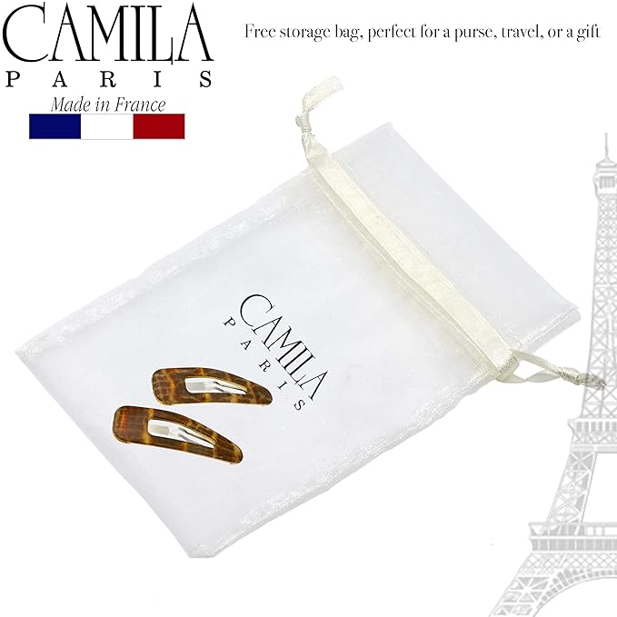 Camila Paris CP3093 French Hair Barrettes Clips, Snap Hair Slides Clic Clac for Women, Styling Girls Side Slide-in Metal Snap Pin Hair Accessories for Women. Strong Hold, No Slip Grip, Made in France