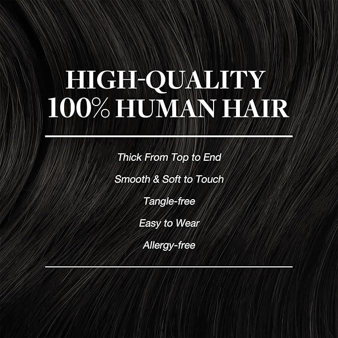 GOO GOO Clip in Hair Extensions Real Human Hair, Remy Human Hair Extensions Clip ins for Women, Natural Human Hair, 24inch 150g 9Pcs, #1B Natural Black