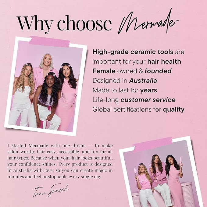 Mermade PRO Hair Waver 1" - 3 Barrel, Curling Iron 1 Inch, Ceramic Barrel Waver for Thick, Thin, Long, or Short Hair - 1", Pink