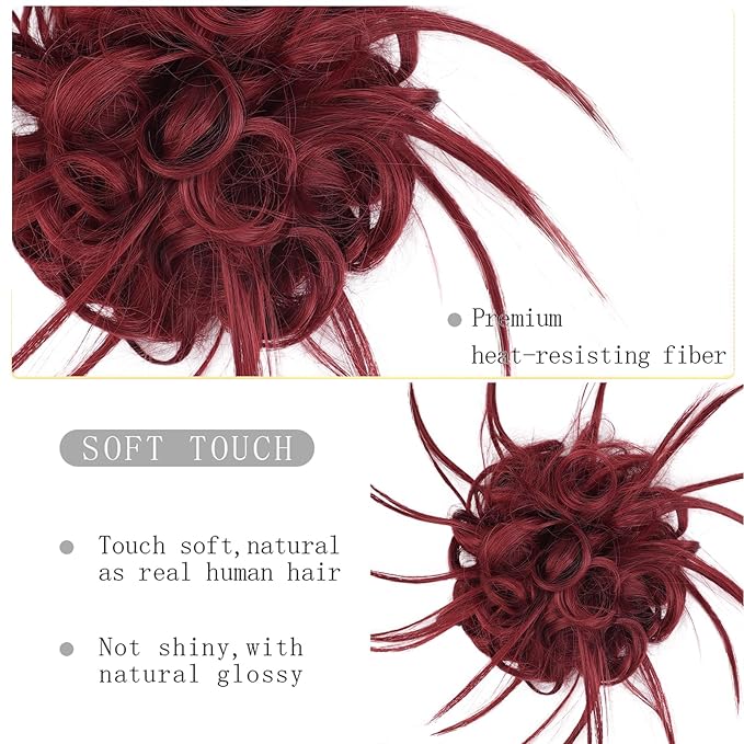 HMD Tousled Updo Messy Bun Hair Piece Hair Extension Ponytail With Elastic Rubber Band Updo Bun Synthetic Hairpieces for Women