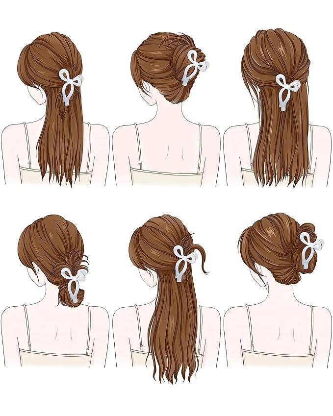 Mesovor 4 Pack Bow Hair Claw Clips for Women, Nonslip 4.3" Large Hair Grip Clawclips for Thin and Thick | Bowknot Hair Strong Hold Hair Jaw Clamps Gifts (Pink, Yellow, Blue, Off-white)