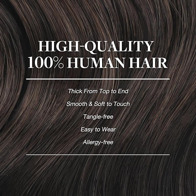 GOO GOO Clip in Hair Extensions Real Human Hair, Remy Human Hair Extensions Clip ins for Women, Natural Human Hair, 16inch 150g 9Pcs, 2 Dark Brown