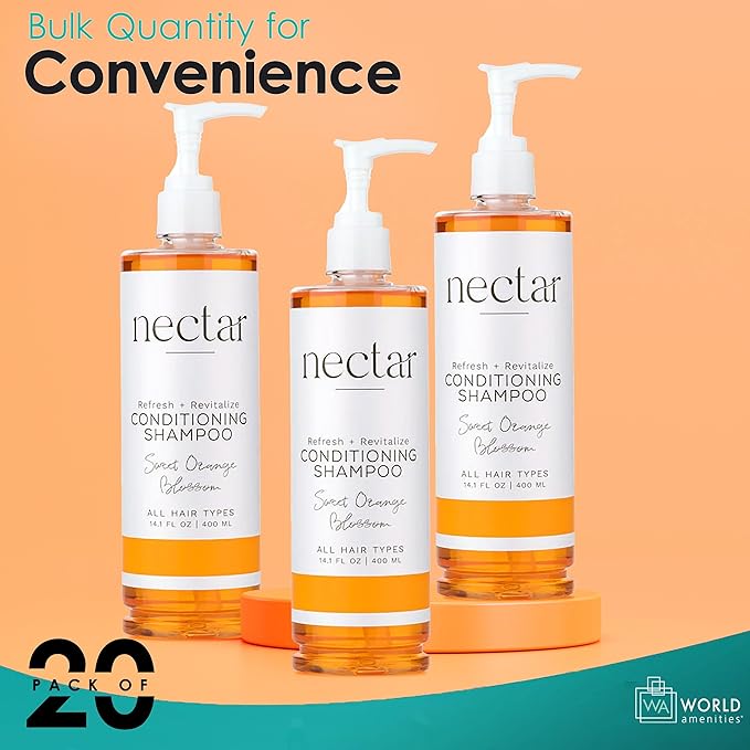 World Amenities - Nectar Pump Bottle Conditioning Shampoo - Hair Repair Shampoo and Conditioner with Fresh Fragrance